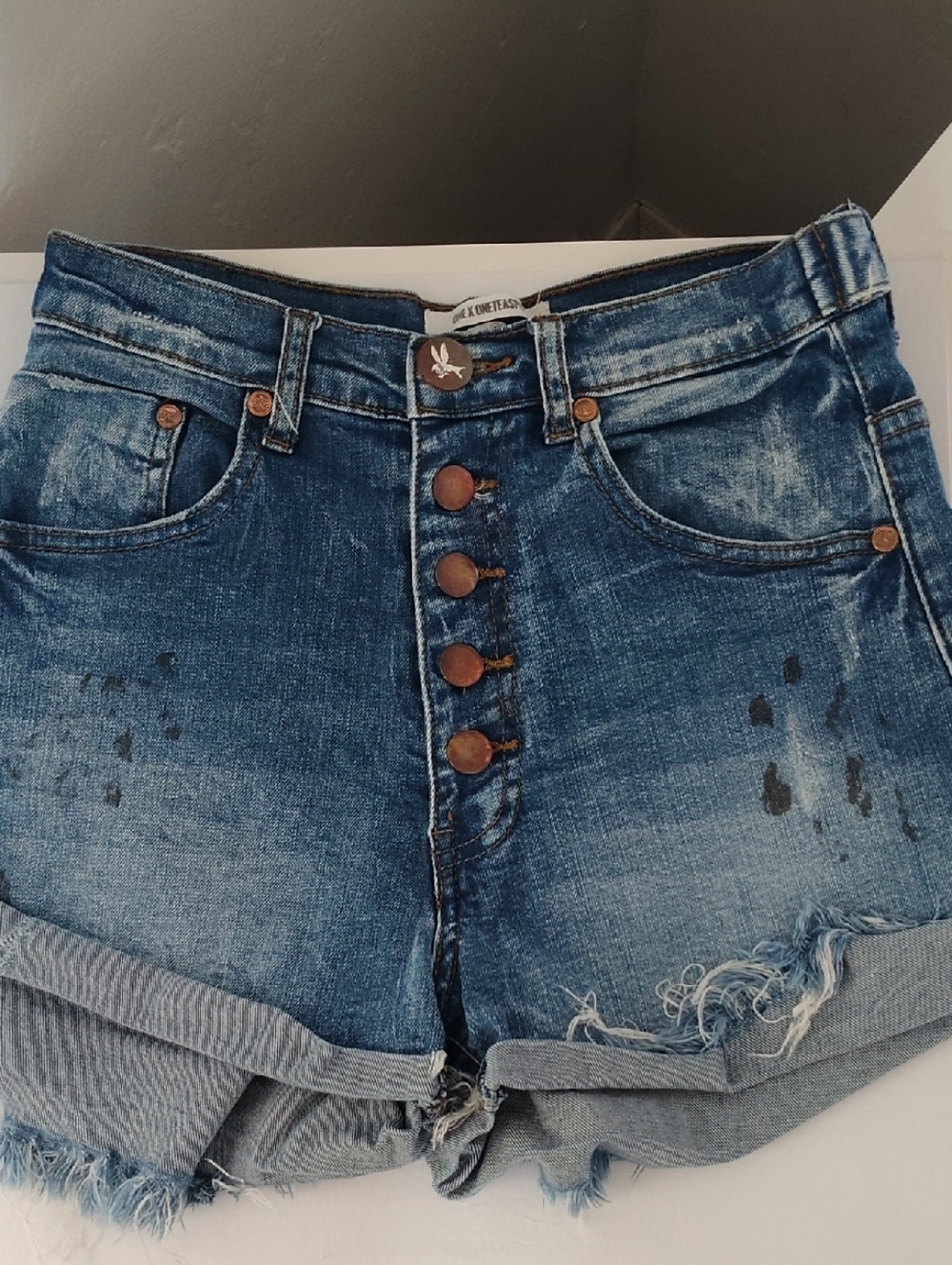 ONE TEASPOON Harlets High Rise Denim Shorts